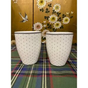 222 FIFTH Audrey White & Black Polka Dot‎ Porcelain Coffee Cups Set of 2